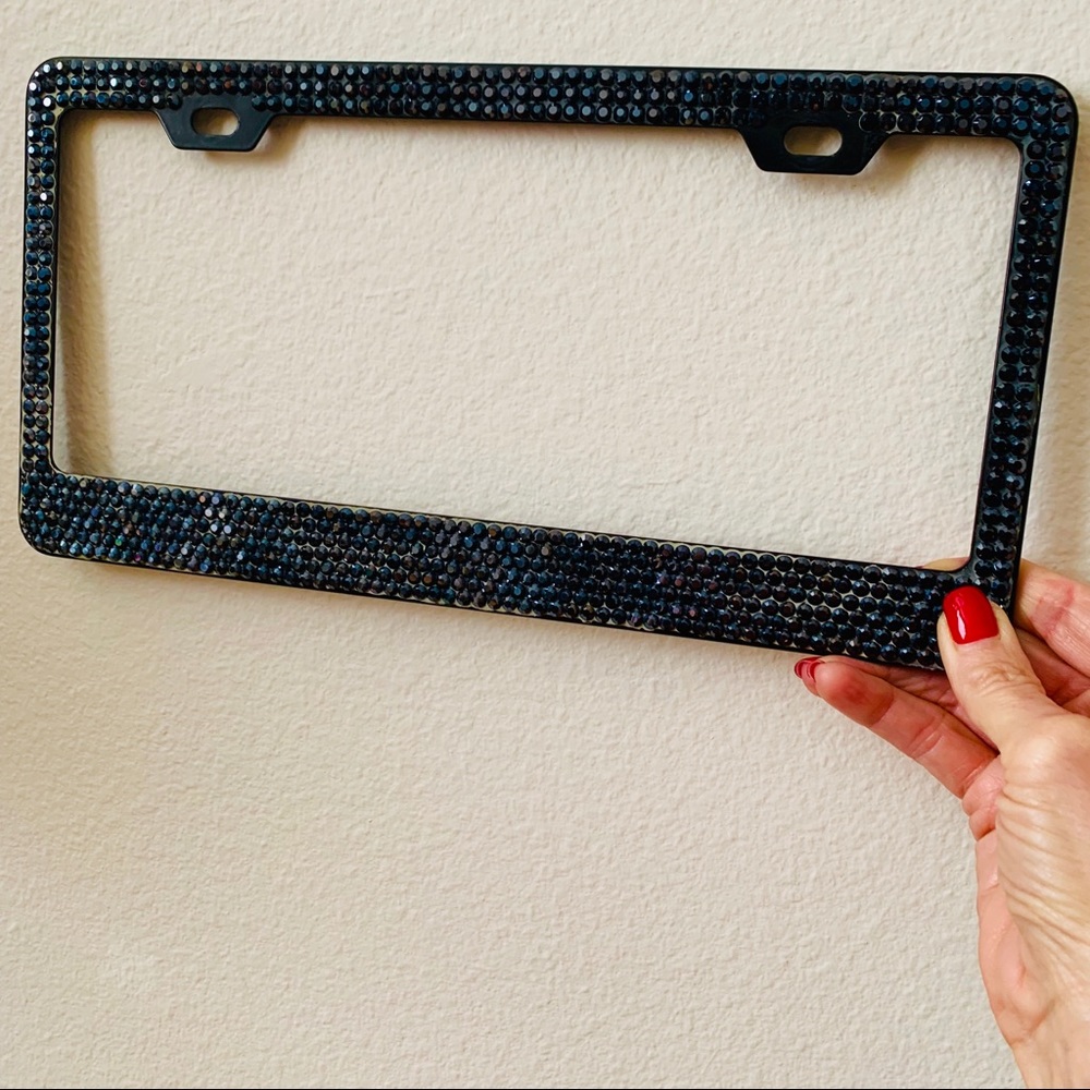 Black Swarovski Crystal License Plate Frame